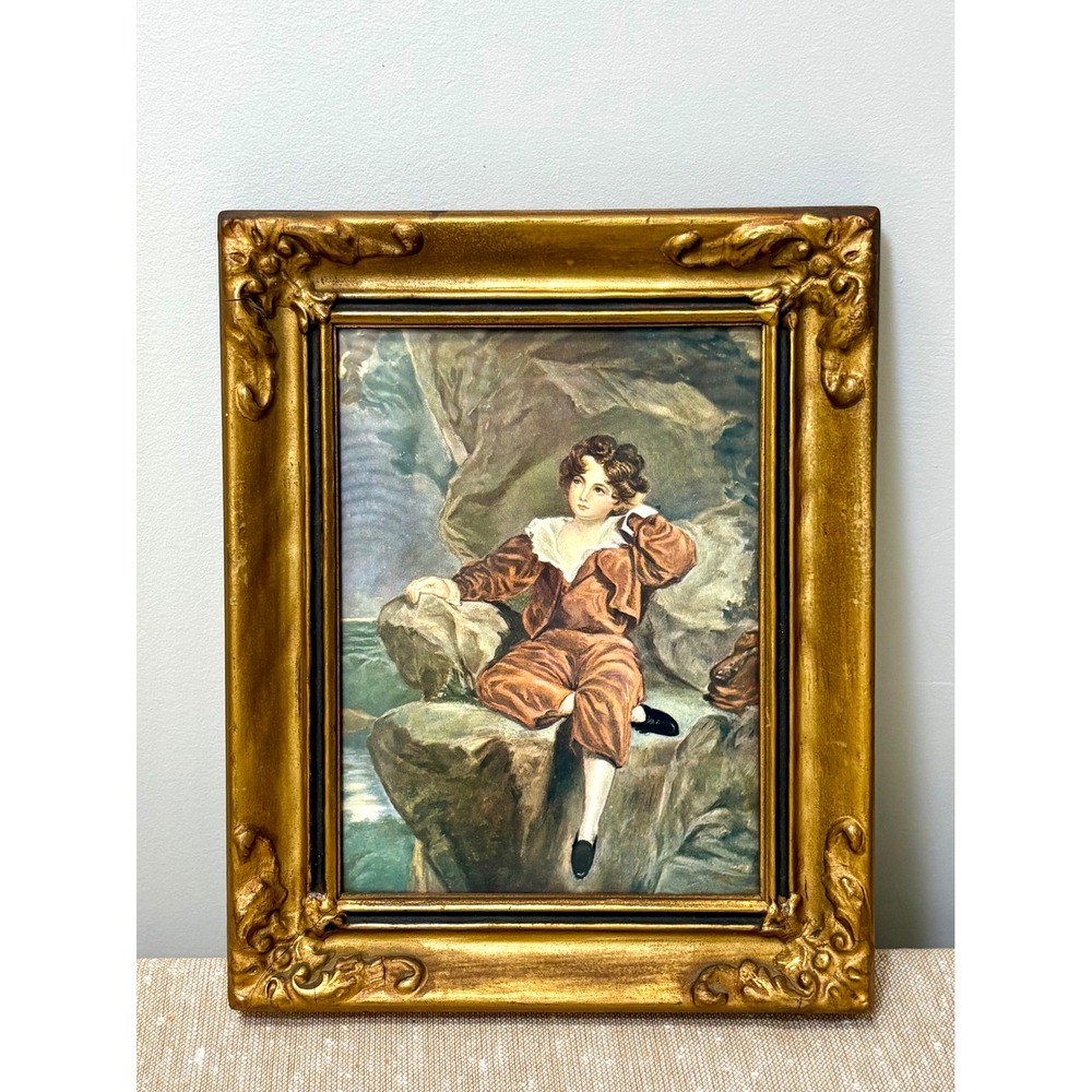 Antique Matthews Bros Toronto Gold Frame, Red Boy Print, Historic Gilt Frame